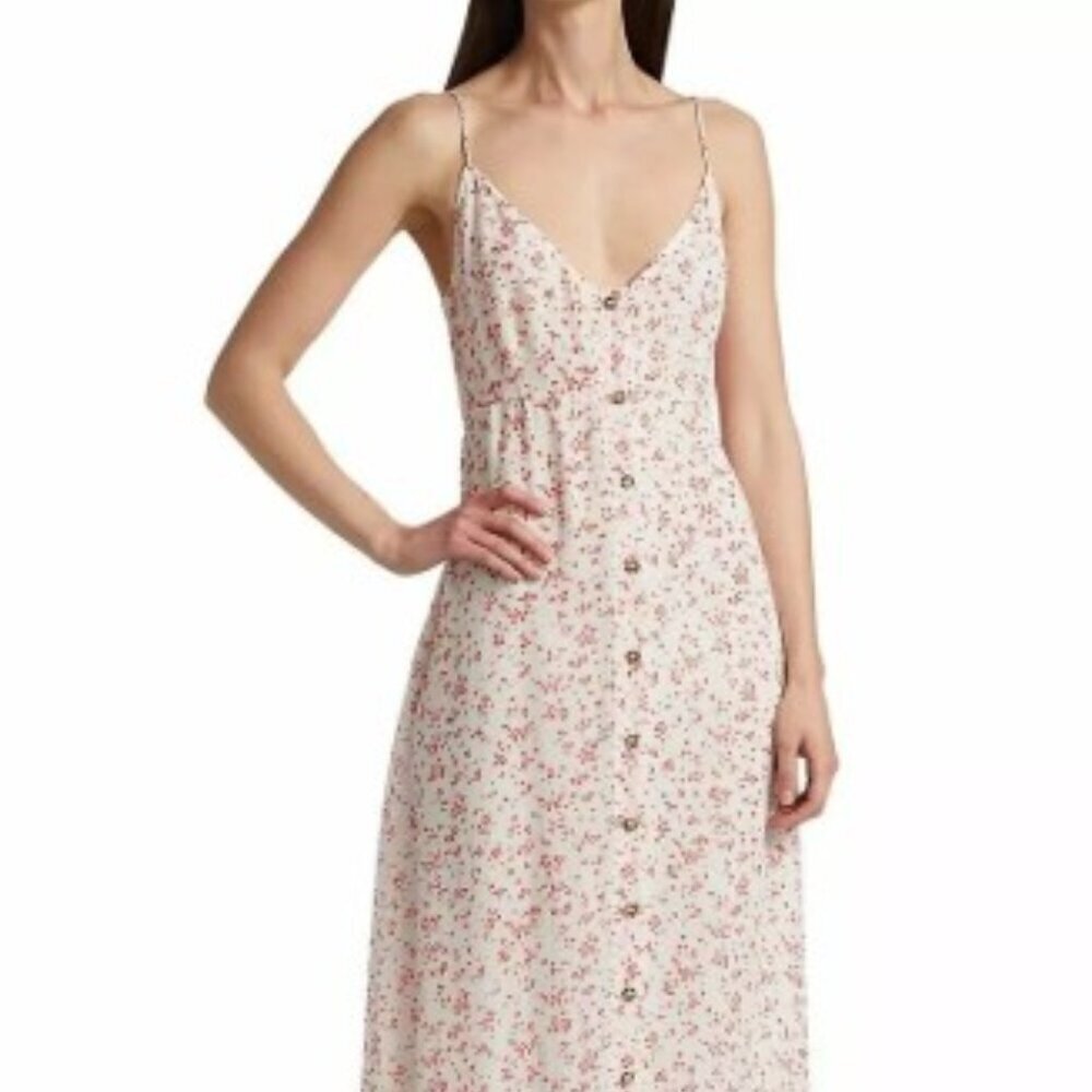 Audrey 3+1 Floral Maxi Dress Large Spaghetti Strap Boho Dress Missing Button